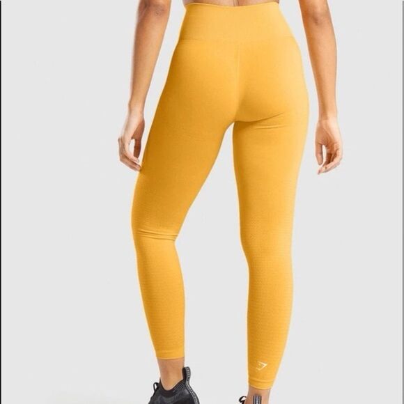 Gymshark Vital Seamless 2.0 Leggings in Yellow Marl - Picture 3 of 12
